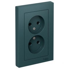 Розетка Систем Электрик (Schneider Electric) 2-м СП AtlasDesign 16 А IP20 без заземления в сборе изумруд ATN000820