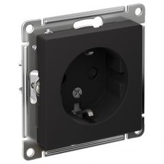 Розетка Систем Электрик (Schneider Electric) 1-м СП AtlasDesign 16 А IP20 с заземлением защитные шторки карбон ATN001045