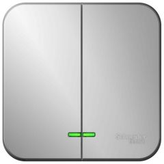Выключатель Систем Электрик (Schneider Electric) 2-клавиши ОП Blanca 10 А IP20 (схема 5) 250 В с подсветкой с изолирующей пластиной алюминий BLNVA105113
