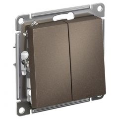 Переключатель проходной Систем Электрик (Schneider Electric) 2-клавиши AtlasDesign 10 А IP20 мокко ATN000665