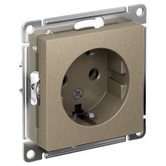 Розетка Систем Электрик (Schneider Electric) 1-м СП AtlasDesign 16 А IP20 с заземлением механизм шампань ATN000543