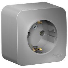 Розетка Систем Электрик (Schneider Electric) 1-м ОП Blanca 16 А IP20 250 В с заземлением без защитных шторок с изолирующей пластиной алюминий BLNRA010113