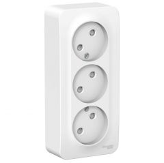 Розетка Систем Электрик (Schneider Electric) 3-м ОП Blanca 16 А IP20 250 В без заземления с шторками и изолирующей пластиной BLNRA001311 белая