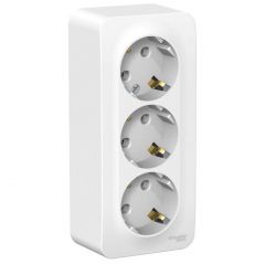 Розетка Систем Электрик (Schneider Electric) 3-м ОП Blanca 16 А IP20 250 В с заземлением без защитных шторок с изолирующей пластиной BLNRA010311 белая