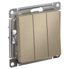 Выключатель Систем Электрик (Schneider Electric) 3-клавиши СП AtlasDesign 10 А IP20 (схема 1+1+1) 10AX механизм шампань ATN000531
