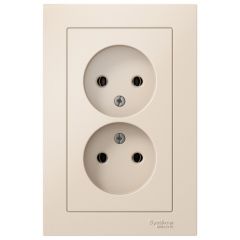 Розетка Систем Электрик (Schneider Electric) 2-м СП AtlasDesign 16 А IP20 без заземления в сборе бежевая ATN000220