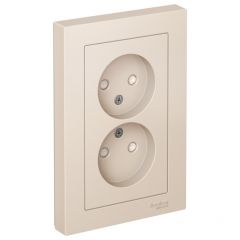 Розетка Систем Электрик (Schneider Electric) 2-м СП AtlasDesign 16 А IP20 без заземления защитные шторки в сборе бежевая ATN000222