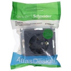 Розетка Систем Электрик (Schneider Electric) 1-м СП AtlasDesign 16 А IP20 с заземлением механизм грифель ATN000743