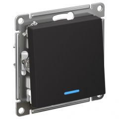 Выключатель Систем Электрик (Schneider Electric) 1-клавиша СП AtlasDesign 10 А IP20 (схема 1а) 10AX с подсветкой механизм карбон ATN001013