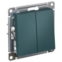 Переключатель проходной Систем Электрик (Schneider Electric) 2-клавиши СП AtlasDesign 10 А IP20 (схема 6/2) 10AX механизм изумруд ATN000865