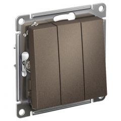 Выключатель Систем Электрик (Schneider Electric) 3-клавиши СП AtlasDesign 10 А IP20 (схема 1+1+1) 10AX механизм мокко ATN000631