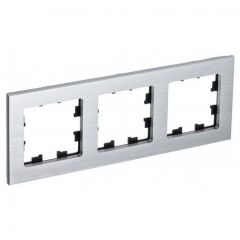 Рамка Систем Электрик (Schneider Electric) 3-м AtlasDesign Nature металлическая серебро ATN312103 для электроустановочных устройств