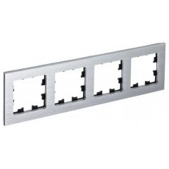 Рамка Систем Электрик (Schneider Electric) 4-м AtlasDesign Nature металлическая серебряная ATN312104 для электроустановочных устройств