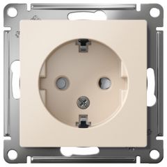 Розетка Систем Электрик (Schneider Electric) 1-м СП AtlasDesign 16 А IP20 с заземлением защитные шторки механизм бежевая ATN000245