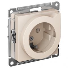 Розетка Систем Электрик (Schneider Electric) 1-м СП AtlasDesign 16 А IP20 с заземлением защитные шторки с выталкиванием вилки механизм бежевая ATN000247
