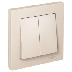 Выключатель Систем Электрик (Schneider Electric) 2-клавиши СП AtlasDesign 10 А IP20 (схема 5) 10AX в сборе бежевый ATN000252