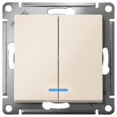 Выключатель Систем Электрик (Schneider Electric) 2-клавиши СП AtlasDesign 10 А IP20 (схема 5а) 10AX с подсветкой механизм бежевый ATN000253