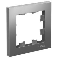 Рамка Систем Электрик (Schneider Electric) 1-м AtlasDesign сталь ATN000901, декоративная для электроустановочных устройств, серый