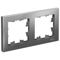 Рамка Систем Электрик (Schneider Electric) 2-м AtlasDesign универсальная сталь ATN000902, серая, для электроустановочных устройств