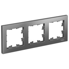 Рамка Систем Электрик (Schneider Electric) 3-м AtlasDesign универсальная сталь ATN000903, серая, для электроустановочных устройств