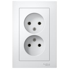 Розетка Систем Электрик (Schneider Electric) 2-м СП AtlasDesign 16 А IP20 без заземления в сборе белый ATN000120