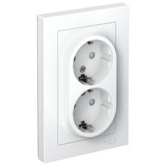 Розетка Систем Электрик (Schneider Electric) 2-м СП AtlasDesign 16 А IP20 с заземлением защитные шторки в сборе белый ATN000126