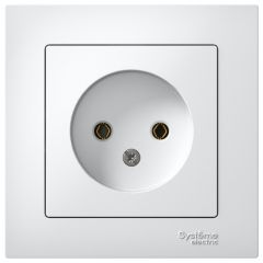 Розетка Систем Электрик (Schneider Electric) 1-м СП AtlasDesign 16 А IP20 без заземления в сборе белый ATN000140