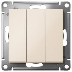 Выключатель Систем Электрик (Schneider Electric) 3-клавиши СП AtlasDesign 10 А IP20 (схема 1+1+1) 10AX механизм бежевый ATN000231