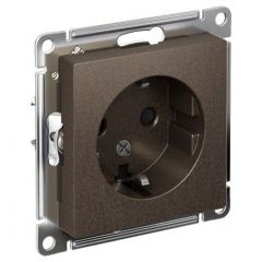 Розетка Систем Электрик (Schneider Electric) 1-м СП AtlasDesign 16 А IP20 с заземлением защитные шторки механизм мокко ATN000645