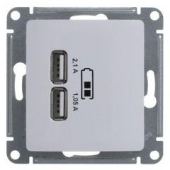 Розетка Систем Электрик (Schneider Electric) USB 2-м СП Glossa тип A+A 5 В/2.1 А 2х5В/1.05 А механизм белый GSL000133