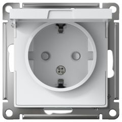 Розетка Систем Электрик (Schneider Electric) 1-м СП AtlasDesign 16 А IP20 с заземлением защитные шторки с крышкой механизм белый ATN000146