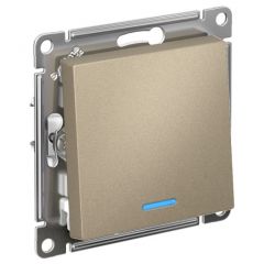 Выключатель Систем Электрик (Schneider Electric) 1-клавиша СП AtlasDesign 10 А IP20 (схема 1а) 10AX с подсветкой шампань ATN000513