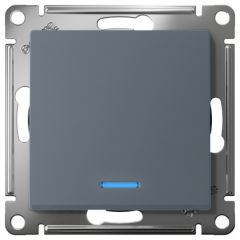 Переключатель проходной Систем Электрик (Schneider Electric) 1-клавиша AtlasDesign 10 А IP20 (схема 6а) 10AX с подсветкой грифель ATN000763