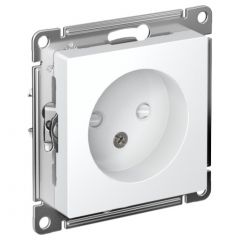 Розетка Систем Электрик (Schneider Electric) 1-м СП AtlasDesign 16 А IP20 без заземления защитные шторки механизм белый ATN000149