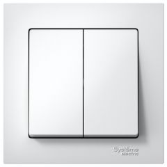 Выключатель Систем Электрик (Schneider Electric) 2-клавиши СП AtlasDesign 10 А IP20 (схема 5) 10AX в сборе белый ATN000152