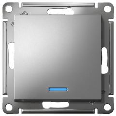 Переключатель проходной Систем Электрик (Schneider Electric) 1-клавиша AtlasDesign 10 А IP20 (схема 6а) 10AX с подсветкой, механизм сталь ATN000963
