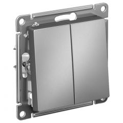 Переключатель проходной Систем Электрик (Schneider Electric) 2-клавиши AtlasDesign 10 А IP20 механизм сталь ATN000965