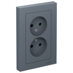 Розетка Систем Электрик (Schneider Electric) 2-м СП AtlasDesign 16 А IP20 без заземления в сборе грифель ATN000720