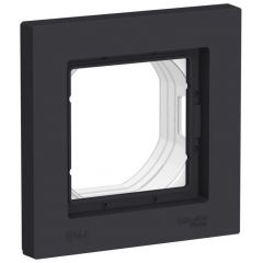 Рамка Систем Электрик (Schneider Electric) 1-м AtlasDesign Aqua IP44 карбон ATN441001, черная, для электроустановочных устройств