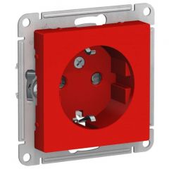 Розетка Систем Электрик (Schneider Electric) 1-м СП AtlasDesign 16 А IP20 с заземлением защитные шторки механизм красная ATN002045