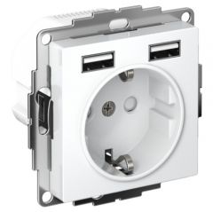 Розетка Систем Электрик (Schneider Electric) 1-м СП AtlasDesign 16 А IP20 с USB тип A+A 5 В/2.4 А 2х5В/1.2 А белая ATN000130