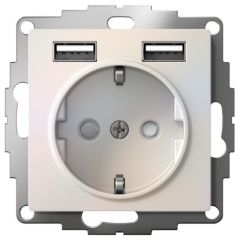 Розетка Систем Электрик (Schneider Electric) 1-м СП AtlasDesign 16 А IP20 с USB тип A+A 5 В/2.4 А 2х5В/1.2 А жемчуг ATN000430