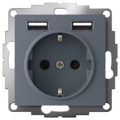 Розетка Систем Электрик (Schneider Electric) 1-м СП AtlasDesign 16 А IP20 с USB тип A+A 5 В/2.4 А 2х5В/1.2 А грифель ATN000730