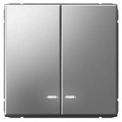 Выключатель Систем Электрик (Schneider Electric) 2-клавиши ArtGallery (схема 5а) 10AX с подсветкой механизм сталь GAL000953, скрытая установка, серый