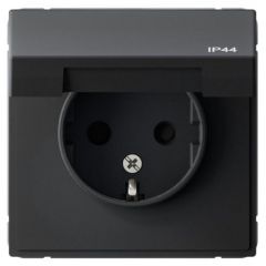 Розетка Систем Электрик (Schneider Electric) ArtGallery 16 А IP44 с заземлением, шторками и крышкой карбон GAL441046