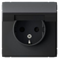 Розетка Систем Электрик (Schneider Electric) ArtGallery 16 А IP20 с заземлением, шторками и крышкой, карбон GAL001046