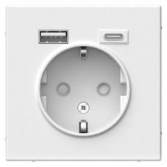 Розетка Систем Электрик (Schneider Electric) ArtGallery 16 А с USB A+C 5 В/2.4 А/3 А, белая, механизм скрытой установки, GAL000132