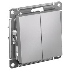 Выключатель Систем Электрик (Schneider Electric) 2-клавиши AtlasDesign (схема 5) 10AX быстрозажимных клемм механизм алюминий ATN000351S