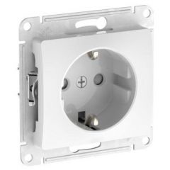 Розетка Систем Электрик (Schneider Electric) Glossa 16 А с заземлением, защитные шторки, быстрозажимные клеммы, белая GSL000145S