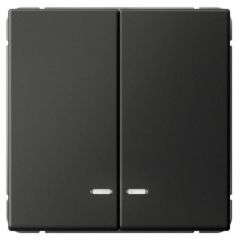 Выключатель Систем Электрик (Schneider Electric) 2-клавиши ArtGallery (схема 5а) 10AX с подсветкой быстрозажимный клеммы механизм базальт GAL001453S, скрытая установка, черный